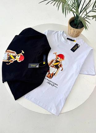 Футболка polo ralph lauren черная / белая мужская