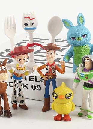 Набор фигурок история игрушек 4. игровые фигурки из мультфильма toy story 7 шт. игрушка уди, базз лайтер, джесси, форки