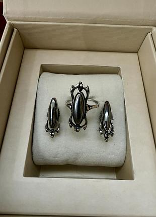 Винтажный комплект украшений, 1990-е годы. серебро 925 проби.