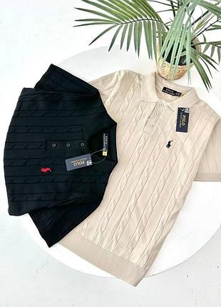 Вязаные поло polo ralph lauren черное / бежевое мужское