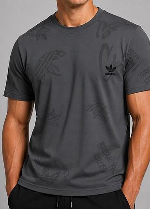 Футболка adidas originals чоловіча графітова premium streetwear 90% бавовна oversize
