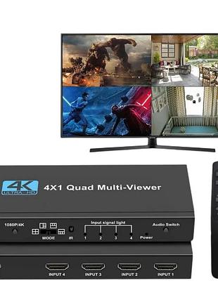 Hdmi multiviewer switch 4x1, видеостена, переключатель для одновременного вывода 4 hdmi-источник на один экран
