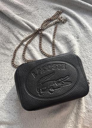 Сумка lacoste на ланцюжку, натуральна шкіра, оригінал