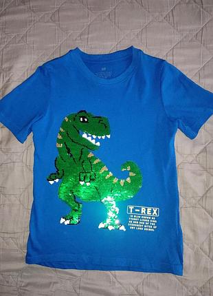 Футболка h&amp;m динозавр t-rex р.130 на 6-8 лет