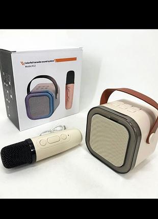Портативная музыкальная колонка с караоке микрофоном rgb подсветкой и зарядкой