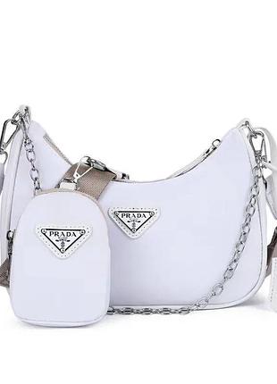 Жіноча сумка prada хобо біла