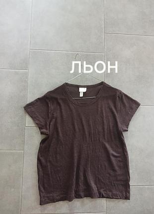 Льняная футболка h&amp;m