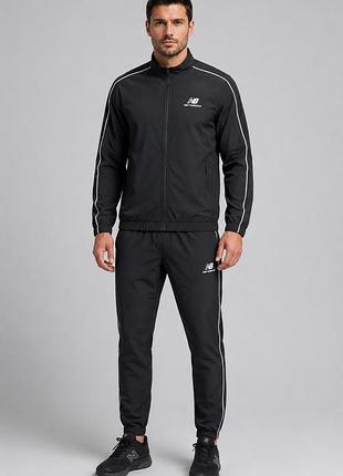 Чоловічий спортивний костюм new balance літній чорний premium стрейч холодок