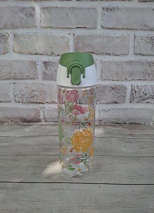 Бутылка для воды herevin pc-botanica пластиковая 750 мл прозрачная с зеленым 161686-157