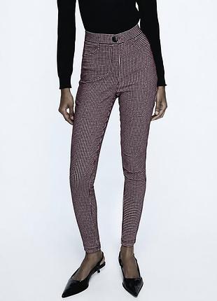 Леггинсы брюки стильные в гусиную лапку zara