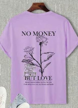 Стильна оверсайз футболка shein "no money but love" (лілова)
