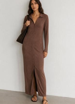 Коричнева трикотажна сукня primark cares, розмір m (eu 38)