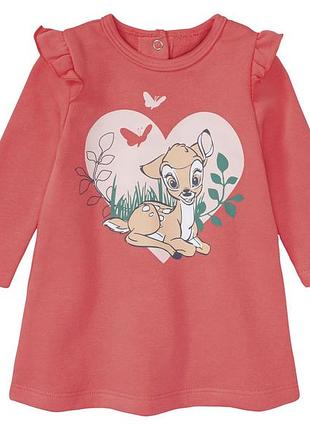Платье двунитка для девочки disney бемби 412734 062-68 см (2-6 мес.) розовый