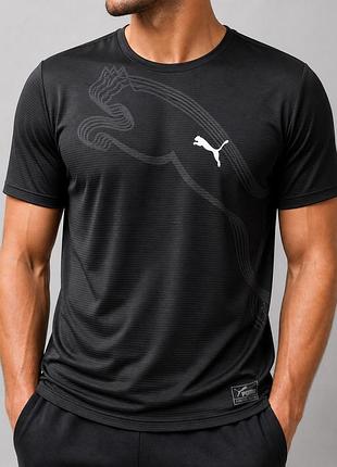 Футболка puma чоловіча чорна оригінал холодок стрейч літня спортивна дихаюча performance
