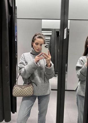 Светр сірий під горловину zara