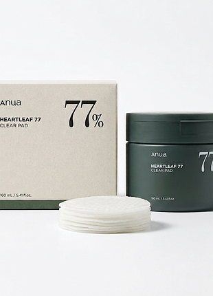 Anua heartleaf 77% clear pad успокаивающие тонизирующие пэды с экстрактом хауттюйнии 70 шт