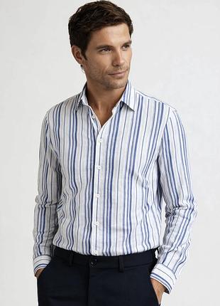 Легкая льняная рубашка в полоску massimo dutti, р.l-xl