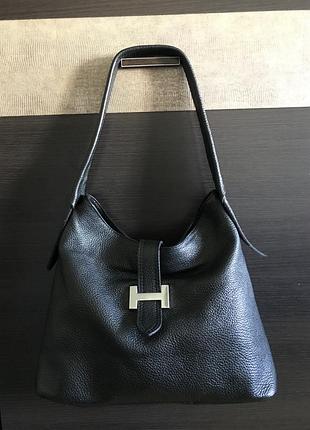 Шкіряна чорна сумка hermes