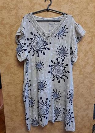 Платье лен  большой размер 54-56