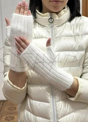 Перчатки женские митенки ангоровые одинарные leks митенки белый