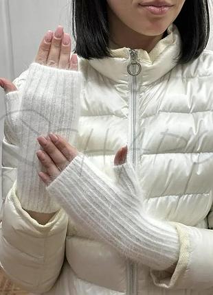 Перчатки женские митенки ангоровые одинарные leks митенки молочный
