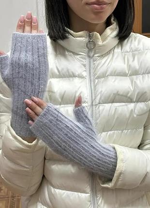 Перчатки женские митенки ангоровые одинарные leks митенки металл