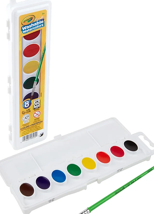 Акварельні фарби crayola washable watercolors 8 кольорів з пензликом