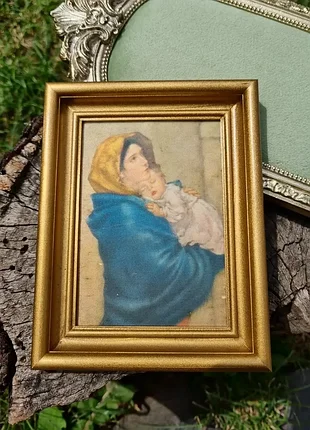 Винтажная шелкография, репродукция знаменитой картины "мадонина" (итал. la madonnina).