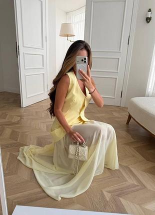 Жіночий костюм трійка жилетка спідниця міні і шифонова спідниця