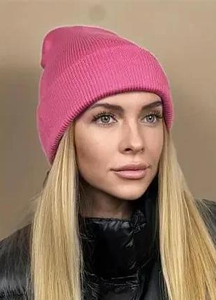 Шапка жіноча подвійна бавовняна з відворотом caskona kris барбі