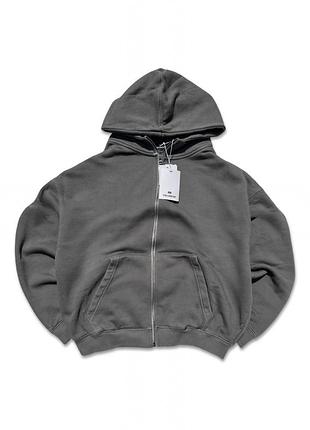 Зіп худі pull&bear сіре пулбір zip hoodie оверсайз кроп укорочене