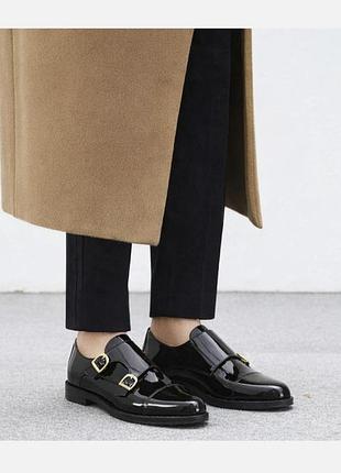 Туфлі-монки russell &amp; bromley clarence лакована чорна шкіра туфлі з пряжками монет дабл-монки унісекс оксфорди