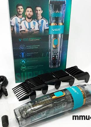 Машинка для стрижки волосся та бороди vgr v-695 з led-дисплеєм, захистом від вологи ipx7, окантовочна машинка