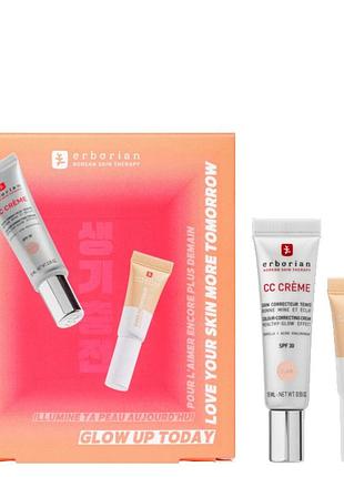Набір erborian cc crème тонуючий крем 30 spf в найпопулярнішому відтінку clair 15 мл + консилер super bb 3 мл під очі та для обличчя