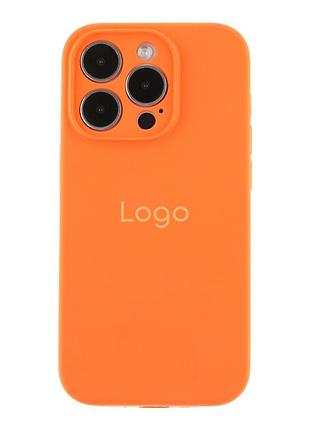 Чехол silicone case full с защитой камеры для iphone 14 pro orange