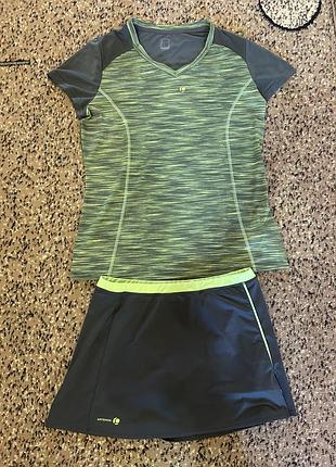 Тенісний комплект artengo decathlon (футболка + спідниця-шорти) s / eur 40