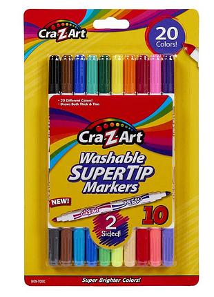 Двусторонние маркеры cra-z-art washable supertip (20 цветов / 10 шт) фломастеры смываемые.
🚨повреждена упаковка🚨