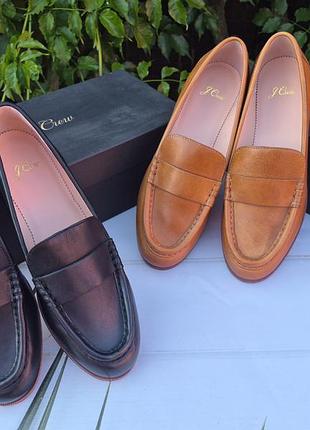Нові шкіряні лофери j.crew penny loafers (сша), розм. 39,5 (9 us), устілка 26 см