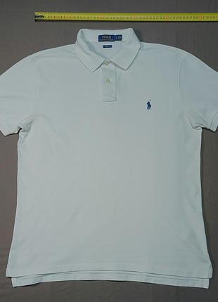 Плечі 47 см polo ralph lauren size l  біло  поло slim fit 100% cotton 
гудзики брендовані