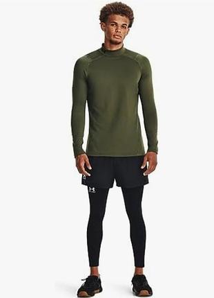 Світшот чоловічий  з довгими рукавами та комірцем -стойкою. under armour rush cold gear mock long sleeve t-shirt , green,.xl.