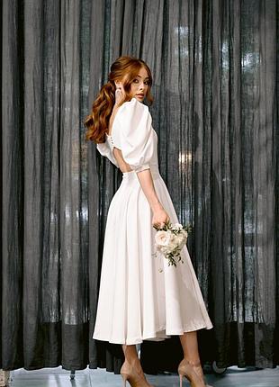 Жіноча міді сукня молочна xs s m l xl xxl