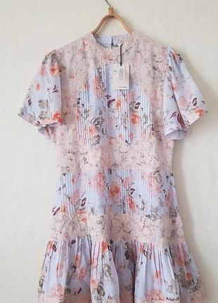 Новое короткое платье с кружевом в цветочный принт river island 12