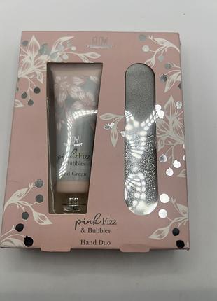 Подарунковий набір для догляду за руками glow "pink fizz & bubbles" hand duo.