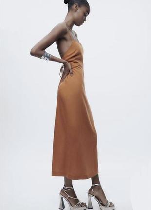 Льняное платье zara
