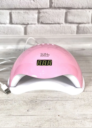 Лампа для манікюру uv+led 5 pink (рожева) живлення від usb,  48 вт sun лампа для манікюру 48w uv/led