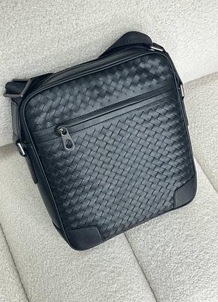 Сумка чоловіча bottega veneta шкіра чорна