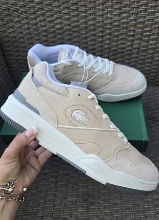Кожаные мужские кроссовки lacoste lineshot us12-46