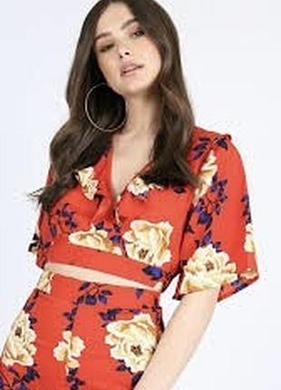 Комплект: кроп топ missguided и юбка boohoo в цветочный принт