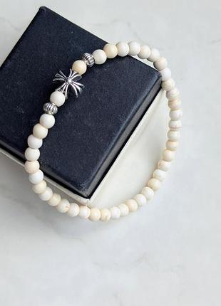 Браслет з бусин chrome hearts ivory small