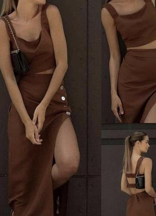 Костюм zara топ и миди юбка